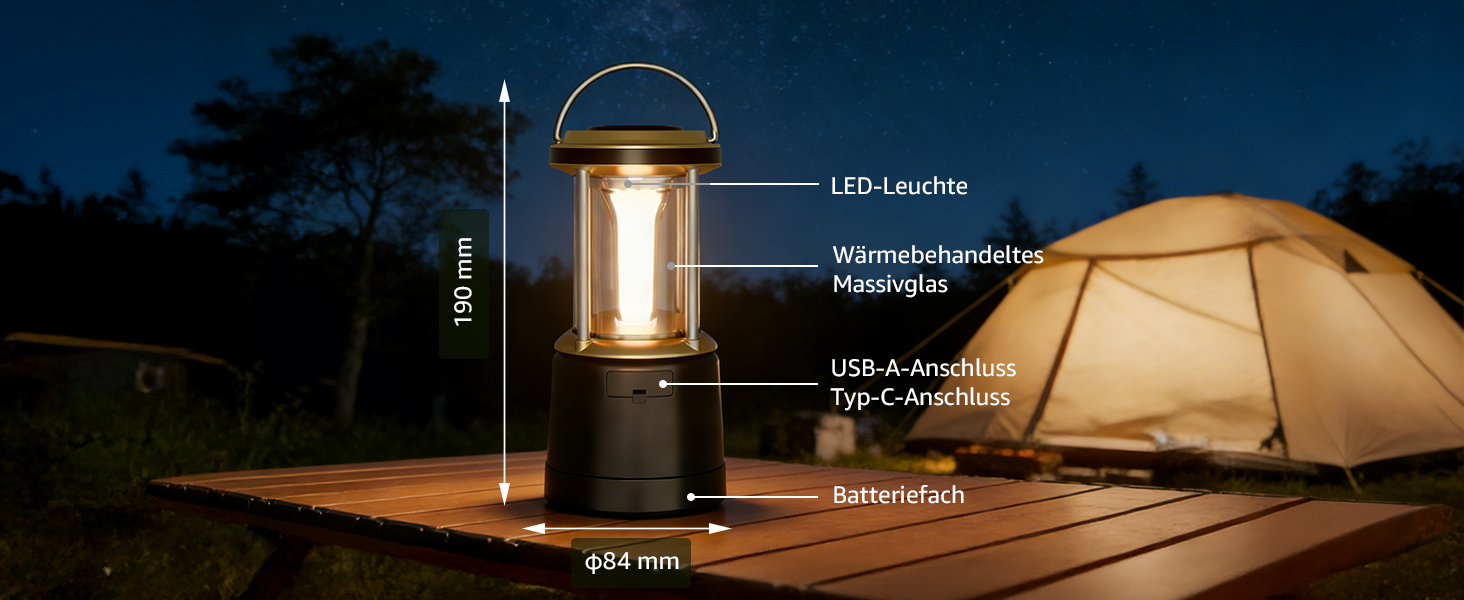 Ліхтар кемпінговий LED Lepro акумуляторний 2000 люмен, 5 режимів, водонепроникний IPX4, з Power Bank, для походу та надзвичайних ситуацій, чорний