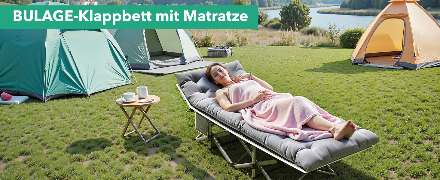 Розкладне ліжко-матрац для кемпінгу та відпочинку (190x71x35 см, сірий)