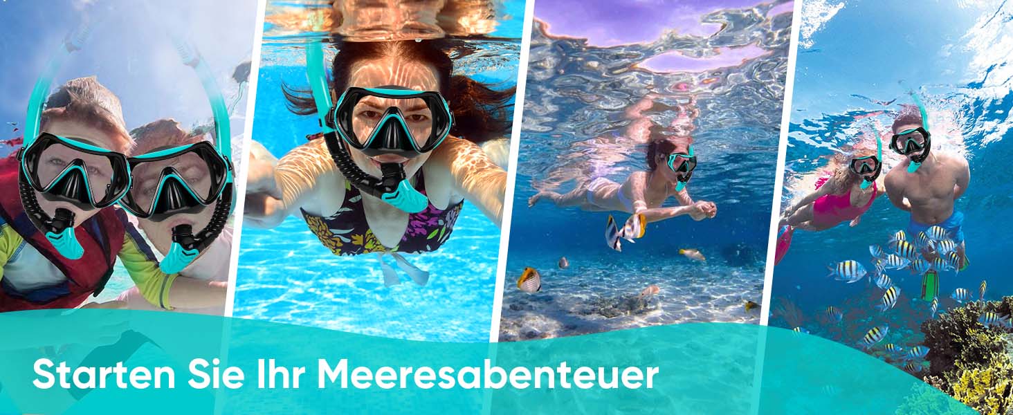 Набір для снорклінгу дорослих, сухий, з маскою та трубочкою, антизапітніння, 180° панорама, для жінок та чоловіків, плавання, відпочинок на пляжі