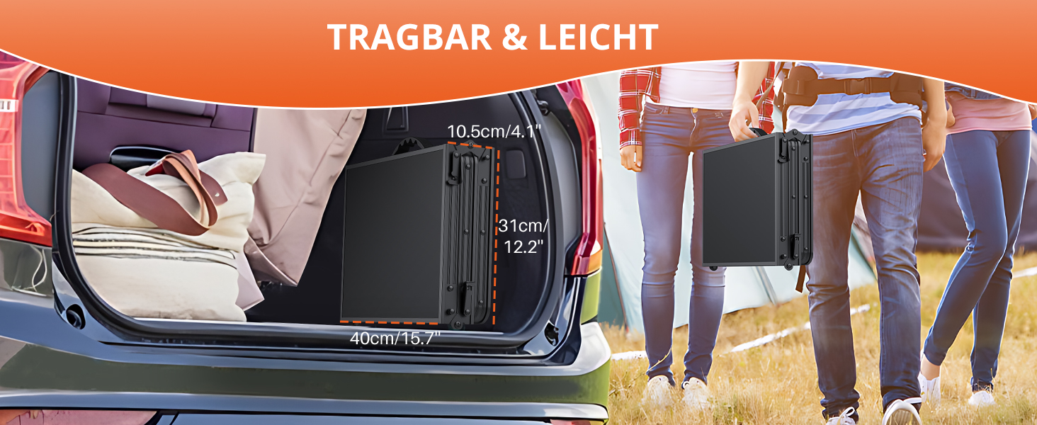 Складаний туристичний стіл Funyich 87x40 см, 3 положення висоти, алюміній, MDF, чорний