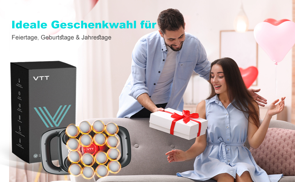 Масажний пістолет VTT з 16 насадками для глибокого масажу м'язів спини та плечей, 3 режими, 30 швидкостей, акумулятор 2600mAh