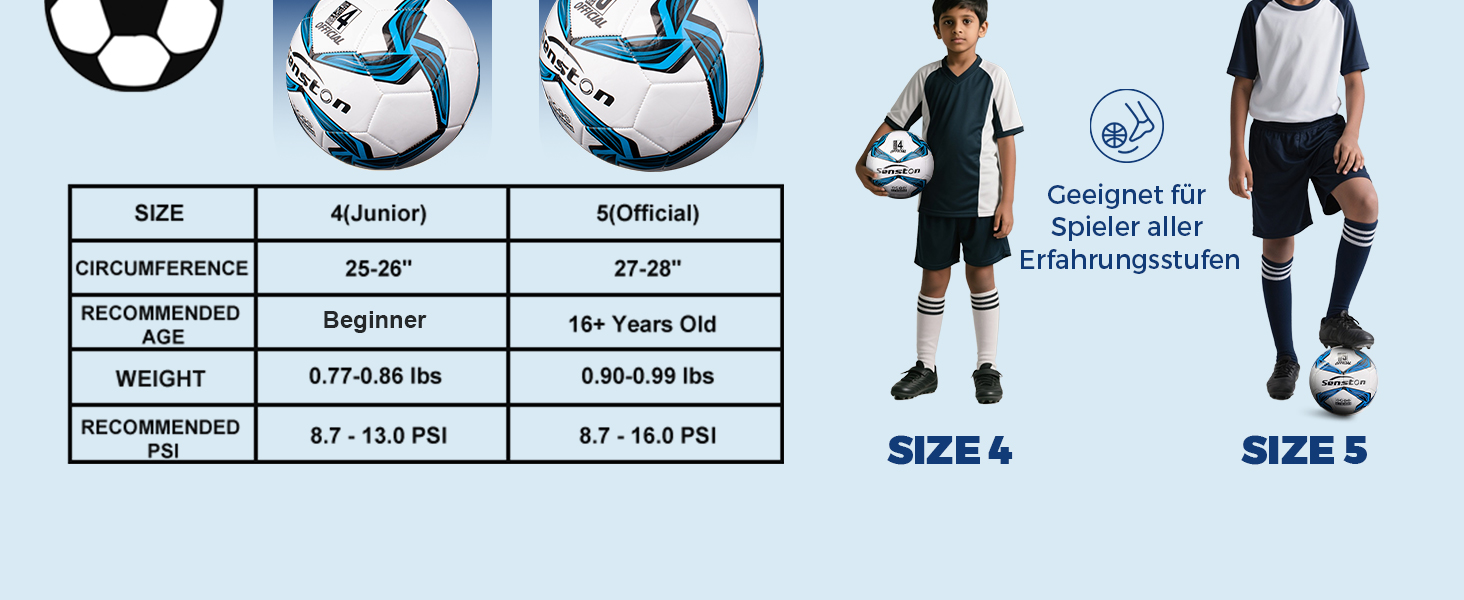 М'яч для футболу Senston, розмір 5, класичний з помпою для тренувань та уроків футболу (біло-червоний)