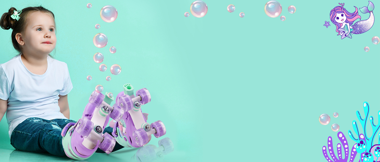 Дитячі ролики Meerjungfrau для дівчаток, 4 розміри, регульовані, з підсвічуванням, для початківців, рожеві