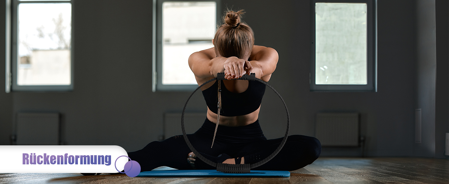 Набір для пілатесу: кільце, стрічки, міні-м'яч, постер, сумка. Core-тренінг для жінок. Чорний колір