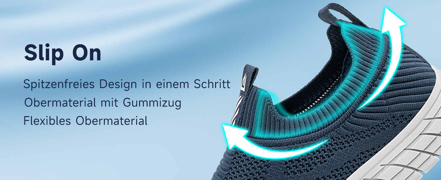 Сліпони чоловічі без шнурівок, спортивні кросівки, сітка, підошва з протиковзким покриттям, для ходьби та бігу, дихаючі, розмір 45 EU, темно-синій