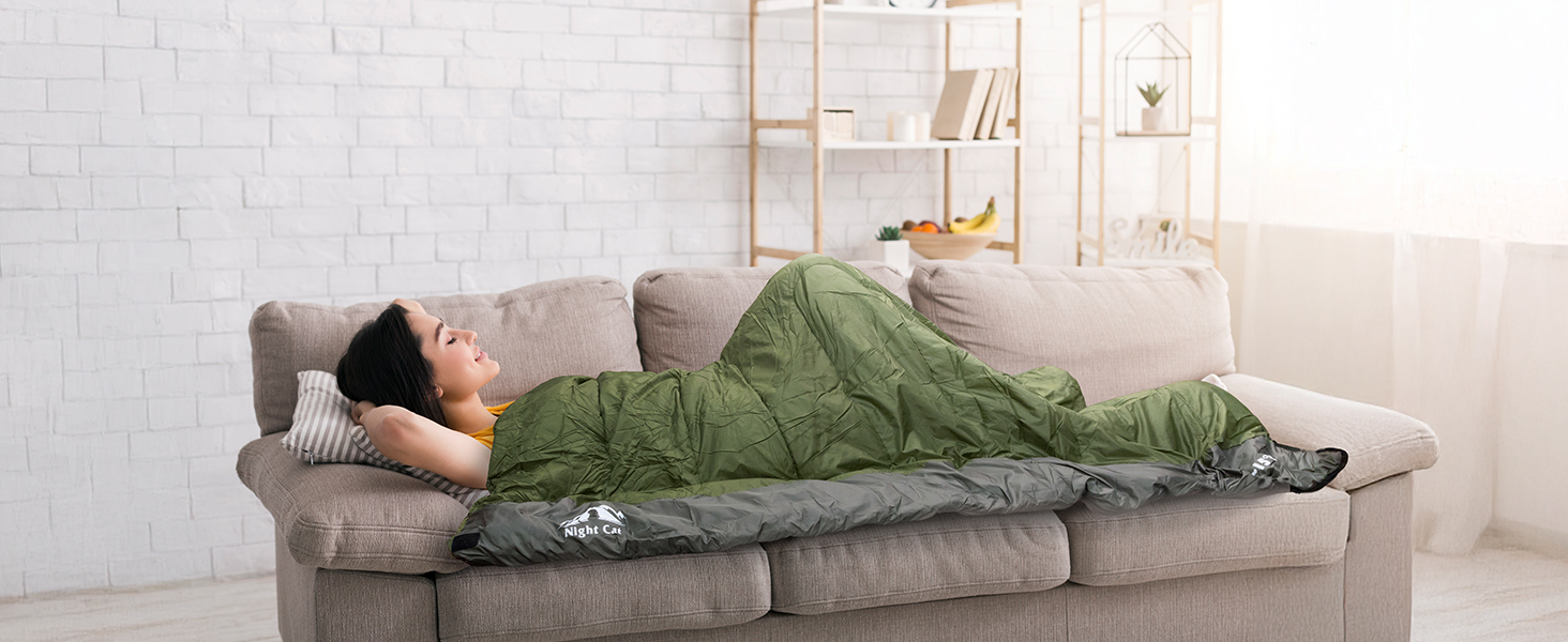 Спальний мішок Night Cat для дорослих, 3 сезони, 80x190 см, зелений