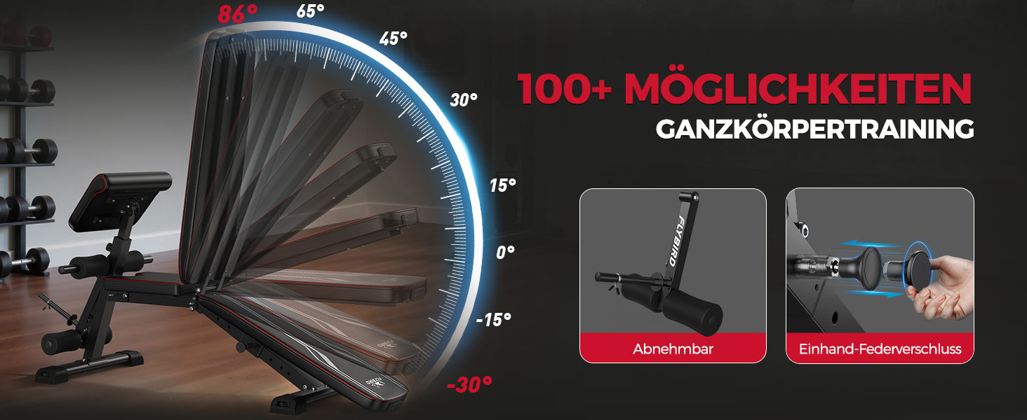 Відкидна лава для тренувань FLYBIRD M-360KG: регульована, до 544 кг, для дому