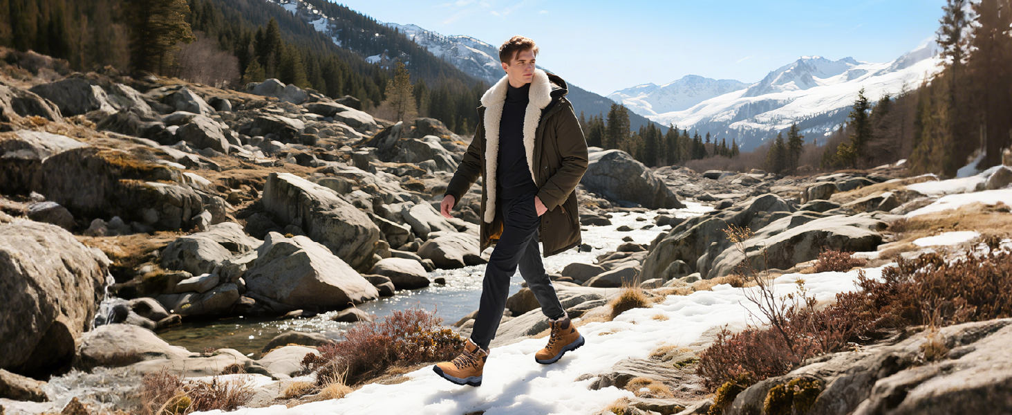 Черевики зимові JackShibo для чоловіків та жінок. Теплі, водонепроникні, антиковзаючі, для хайкінгу та трекінгу. Зимові черевики на 44 EU, чорні