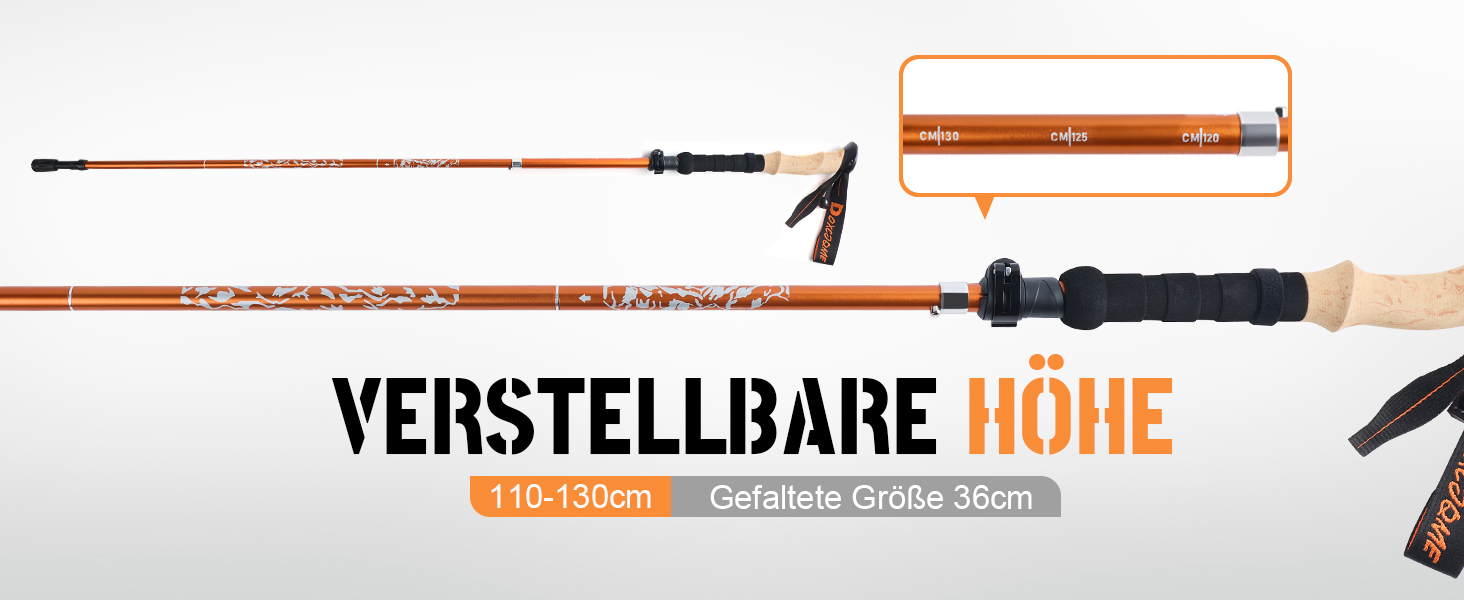 Телескопічні палиці для скандинавської ходьби та трекінгу (2 шт), складані, 110-130 см, алюмінієві, чорні, з гумовими наконечниками та сумкою