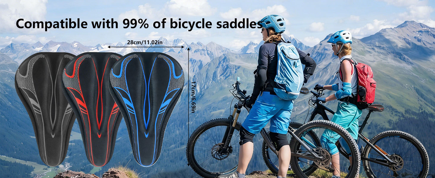 Подушка на сидіння велосипеда AUVSTAR з гелевою вставкою, дихаюча, преміум-якість, для гірського велосипеда, унісекс (Блакитний 02)