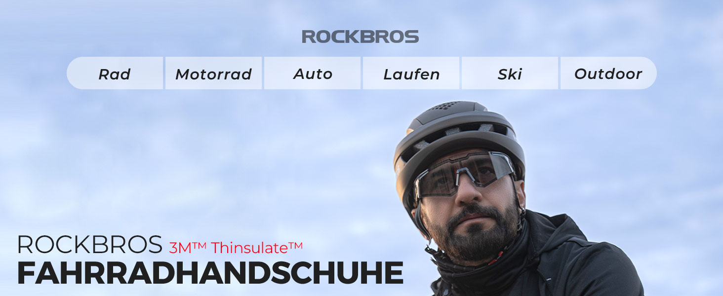 Велосипедні рукавички ROCKBROS для жінок та чоловіків, зимові, Thinsulate, теплі, сенсорні, для MTB, катання, альпінізму, бігу та активного відпочинку (XXL, Thinsulate)