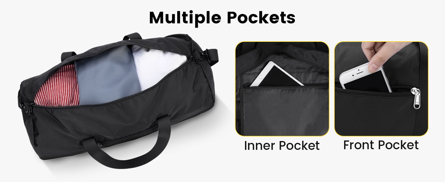 Спортивна сумка для подорожей Vorspack 28 дюймів, водонепроникна дорожня сумка-вікенд з внутрішньою кишенею для чоловіків та жінок, чорна