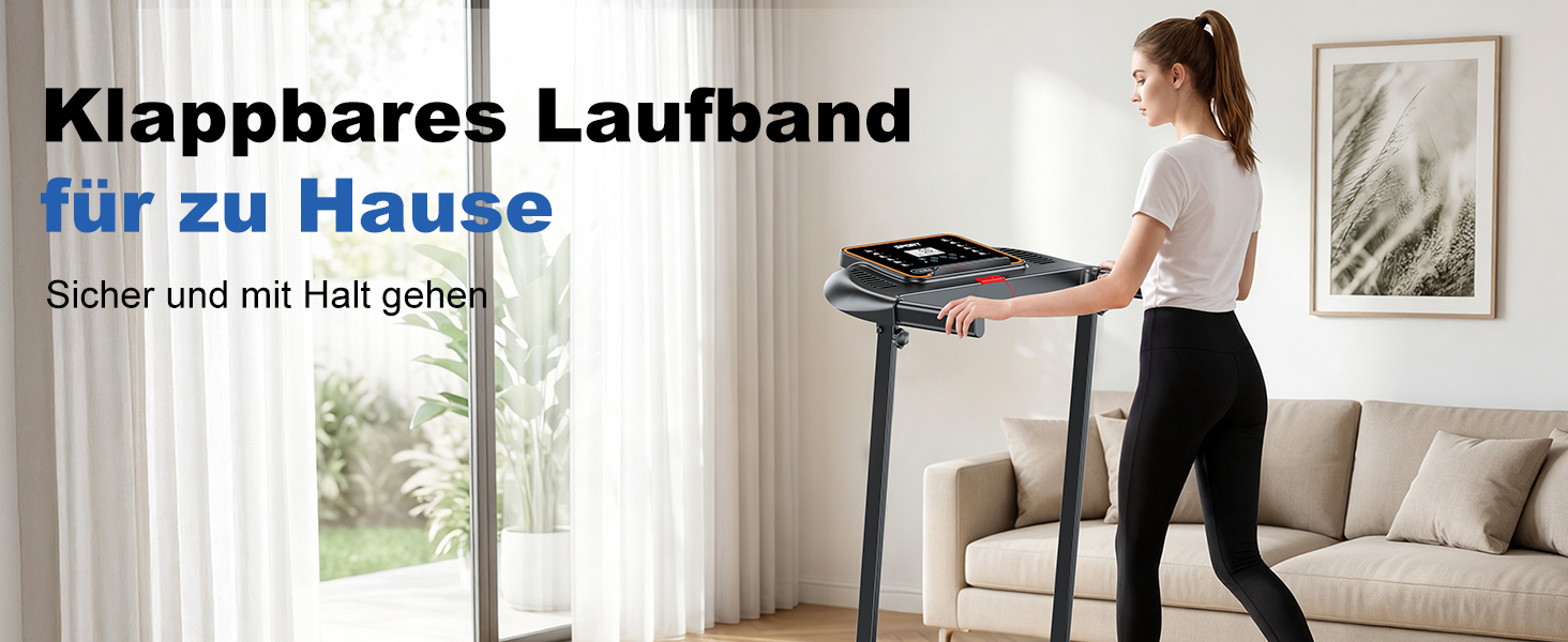Складана електрична бігова доріжка для дому та офісу Laufband, Walking Pad для ходьби під столом, швидкість до 10 км/год, компактна та безшумна