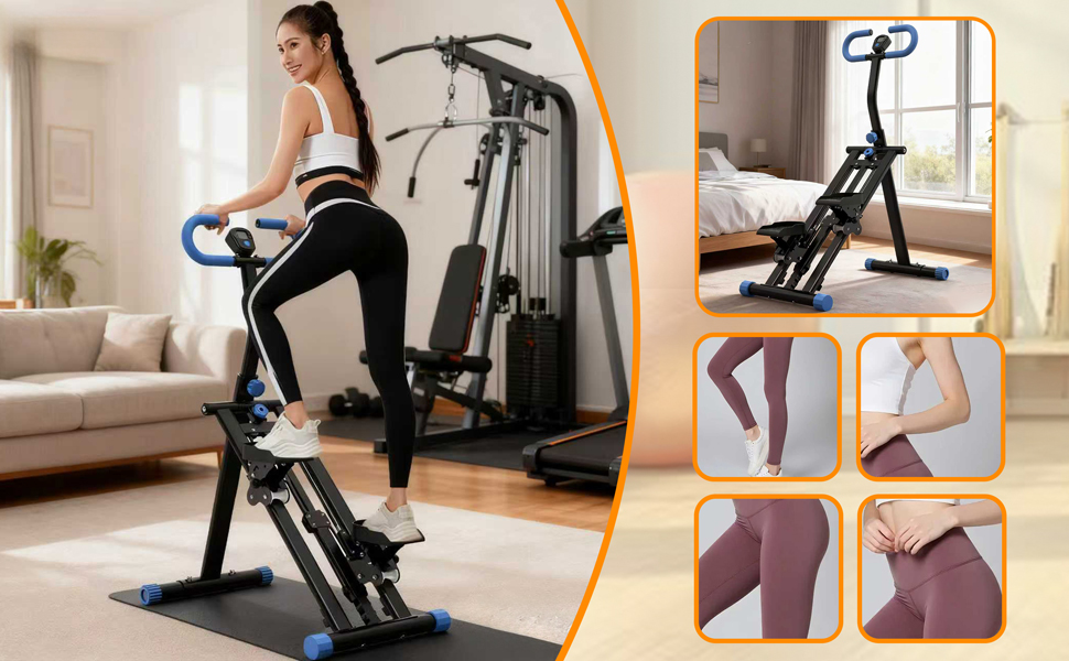 Сходи-степер з регульованим опором для дому – тренажер для кардіотренувань з LCD-дисплеєм та компактним дизайном | Ідеально для домашнього спортзалу, квартири та офісу, чорний