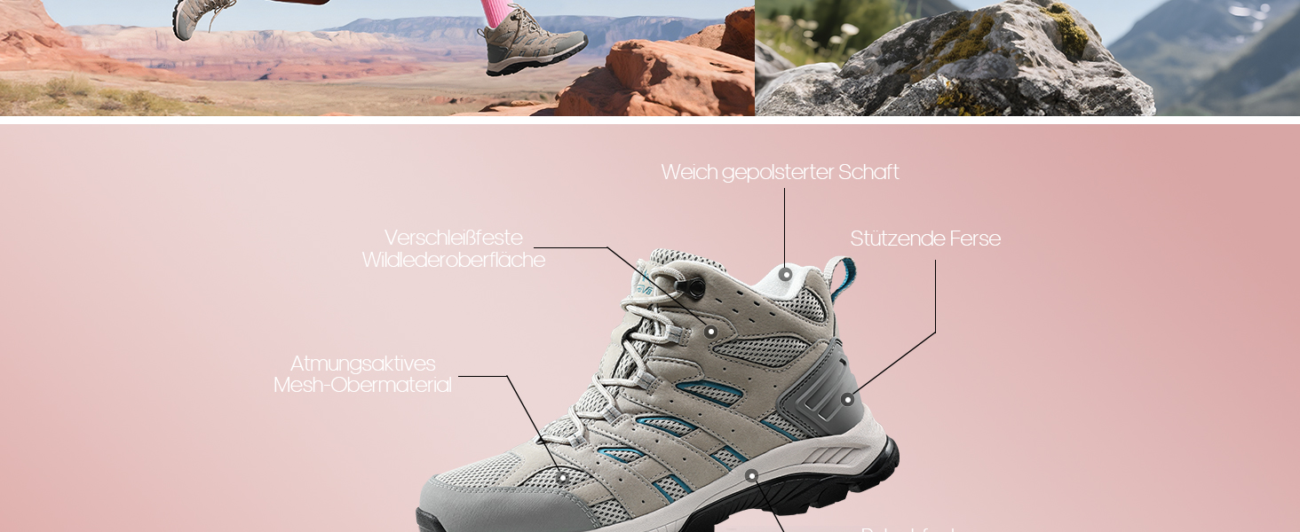 Черевики для піших прогулянок NORTIV 8 жіночі, 39 EU, темно-сірий замш