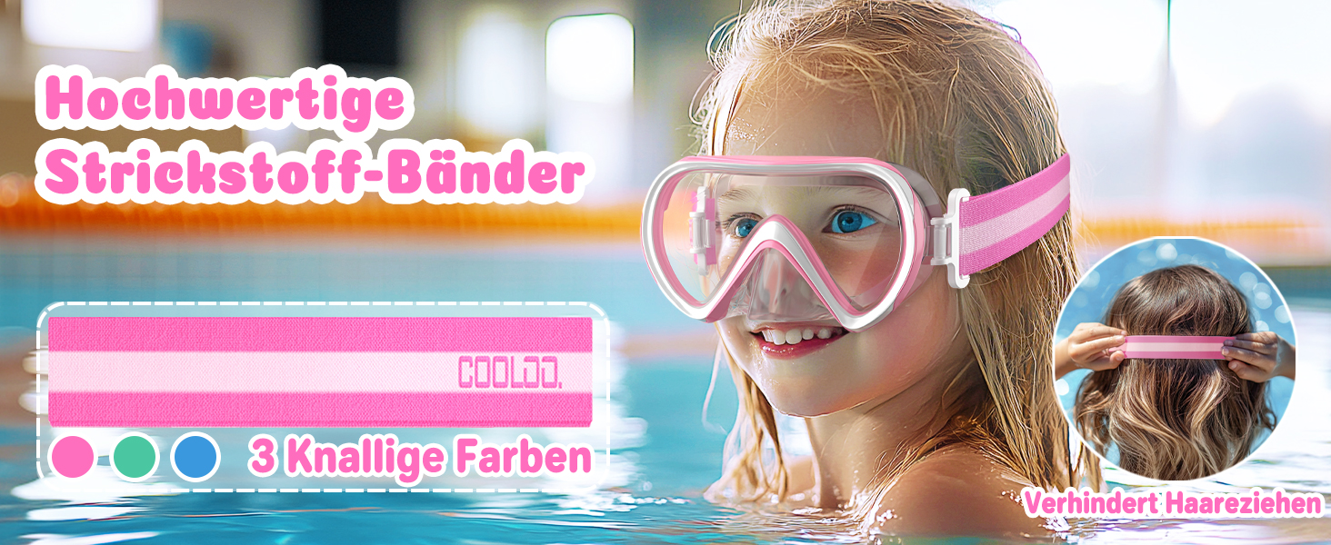 Дитячі маски для снорклінгу COOLOO з панорамним оглядом 180° HD, антизапар, анти-тік, для дітей 4-16 років (рожевий)