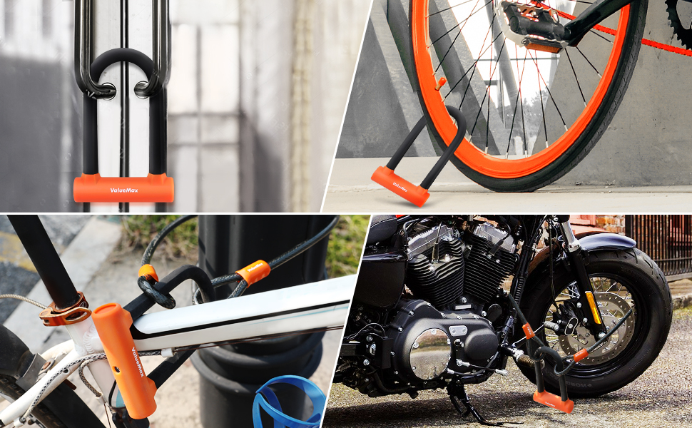 Замок для велосипеда ValueMax Bügelschloss: стале трос 1.8м, кріплення, 2 ключі, 2-в-1 для велосипедів, мотоциклів, MTB, E-Bike