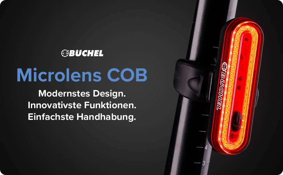 Велосипедне заднє світло Büchel LED, акумуляторне, сертифіковане StVZO, для велосипеда та електровелосипеда, з функцією показу гальмування