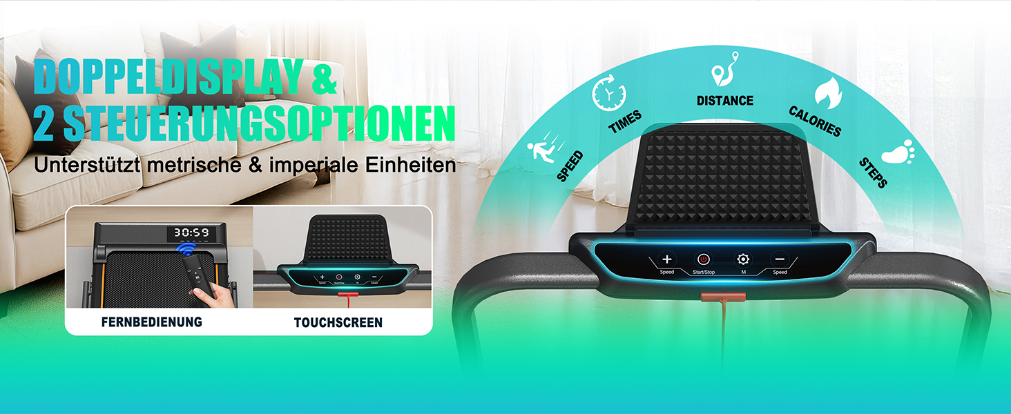 ORISYN Walking Pad - бігова доріжка для дому з регулюванням нахилу 7%, потужність 2.25HP, швидкість 1-12 км/год, 7-шарова поверхня, сірий колір