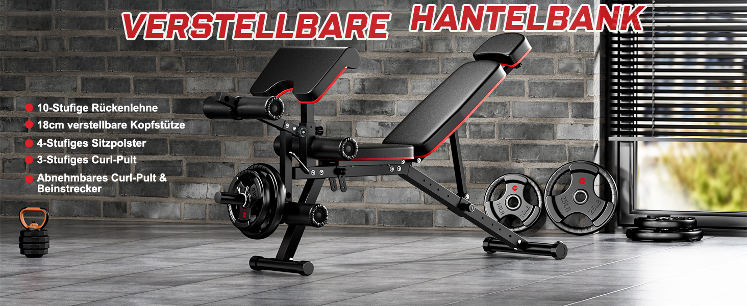 Регульована лава для тренувань XDDIAS з блоком для згинання ніг та підтримуючим валиком, до 410 кг, 10 положень спинки, для дому, багатофункціональна