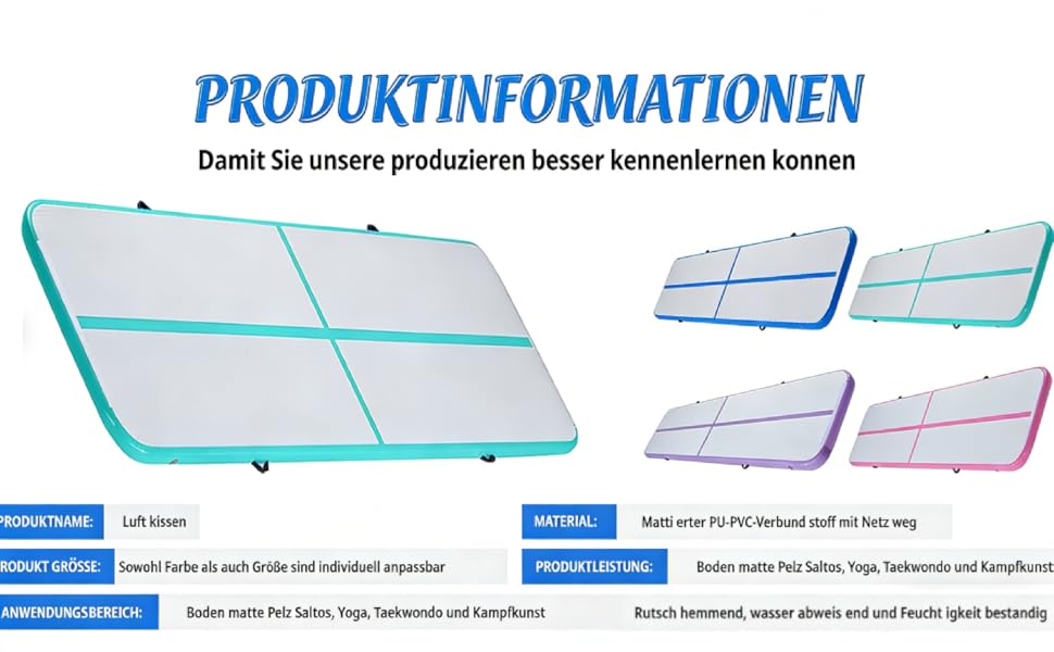 Гімнастичний килимок надувний Air Turn Track 3/4/5/6м, фіолетовий. Килимок для гімнастики, йоги, кемпінгу, тренувань вдома та на вулиці. Нековзний, водонепроникний.