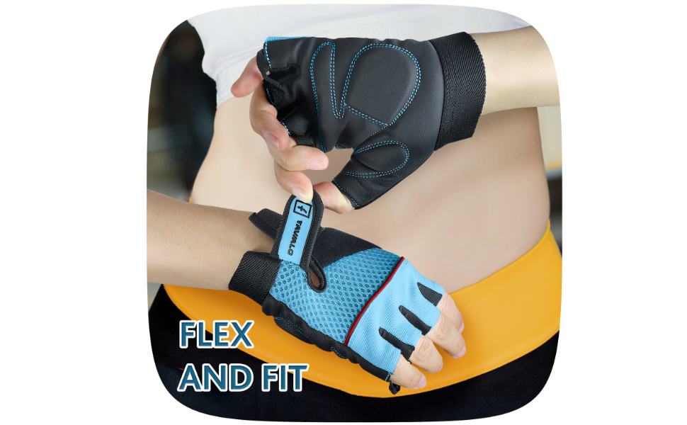 Рукавички для фітнесу жіночі Fitnesshandschuhe, розмір M (16-19 см), шкіра, для силових тренувань (Синьо-Чорно-Червоні)