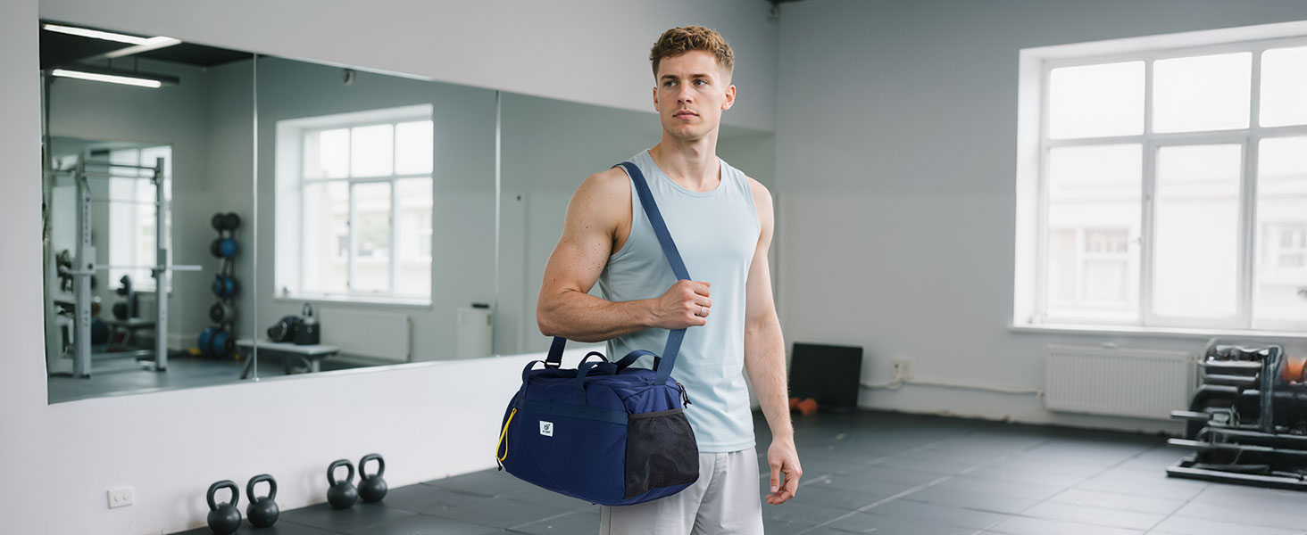 Спортивна сумка SKYSPER 35L з відділенням для взуття та мокрих речей - для фітнесу, тренувань, подорожей, чорна