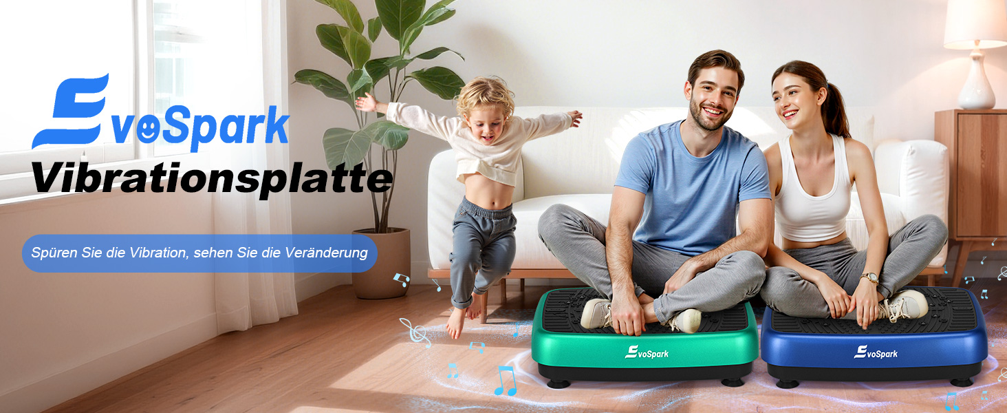 Вібраційна платформа EvoSpark: Тест-переможець 2025, з подвійними моторами для схуднення та тренувань всього тіла. Масажер, платформа для фітнесу на 200 кг. Вібраційна платформа для дому - зелений/блакитний