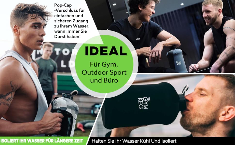 Гімнастичний глечик Gym Keg 2.2L з сумкою та ручкою: багаторазова спортивна пляшка для фітнесу, йоги, екологічна, без BPA