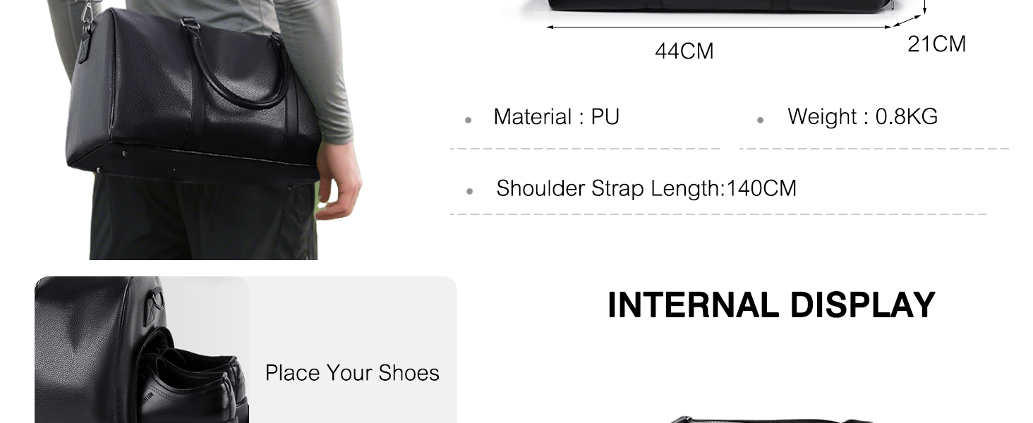 Спортивна дорожня сумка FANDARE для чоловіків та жінок з відділенням для взуття, шкіряна сумка-вікенд (PU шкіра) для подорожей, Ryanair, фітнесу та відпочинку, коричнева