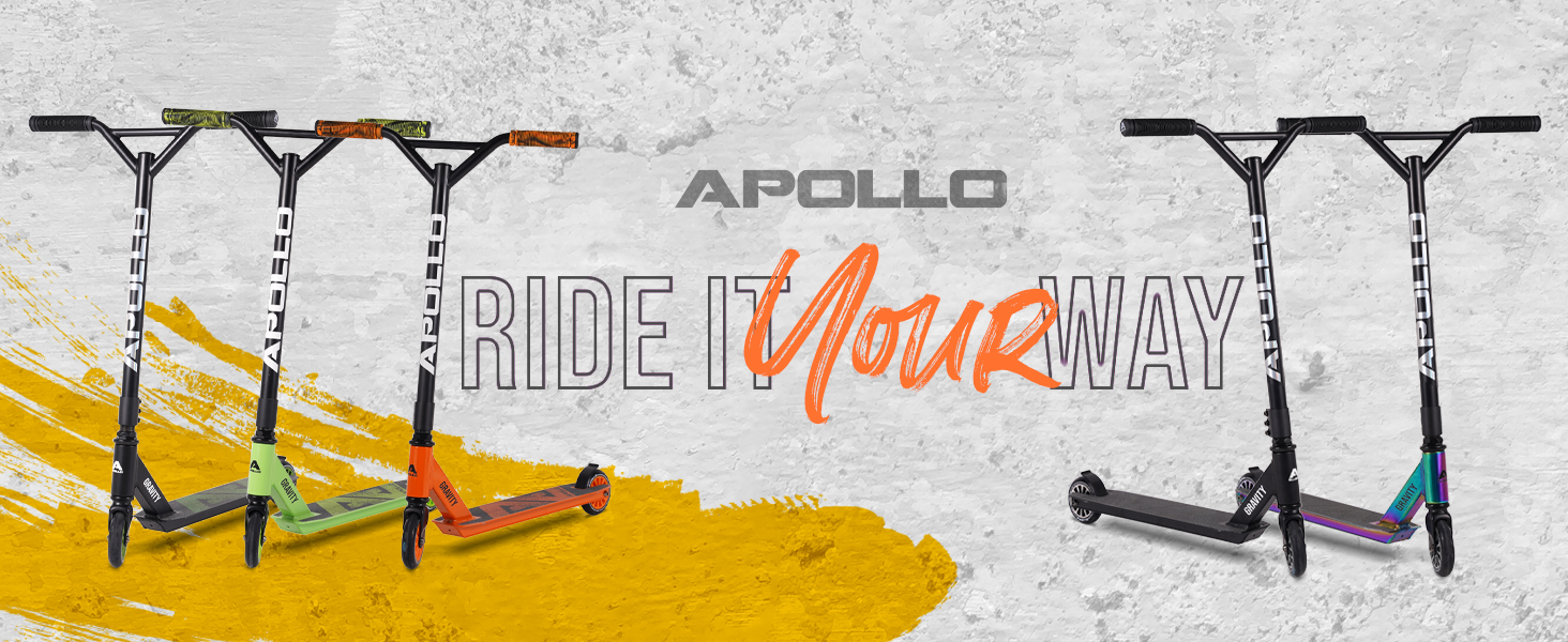 Самокат трюковий Apollo Gravity Black Shiny для дітей та підлітків від 6 років