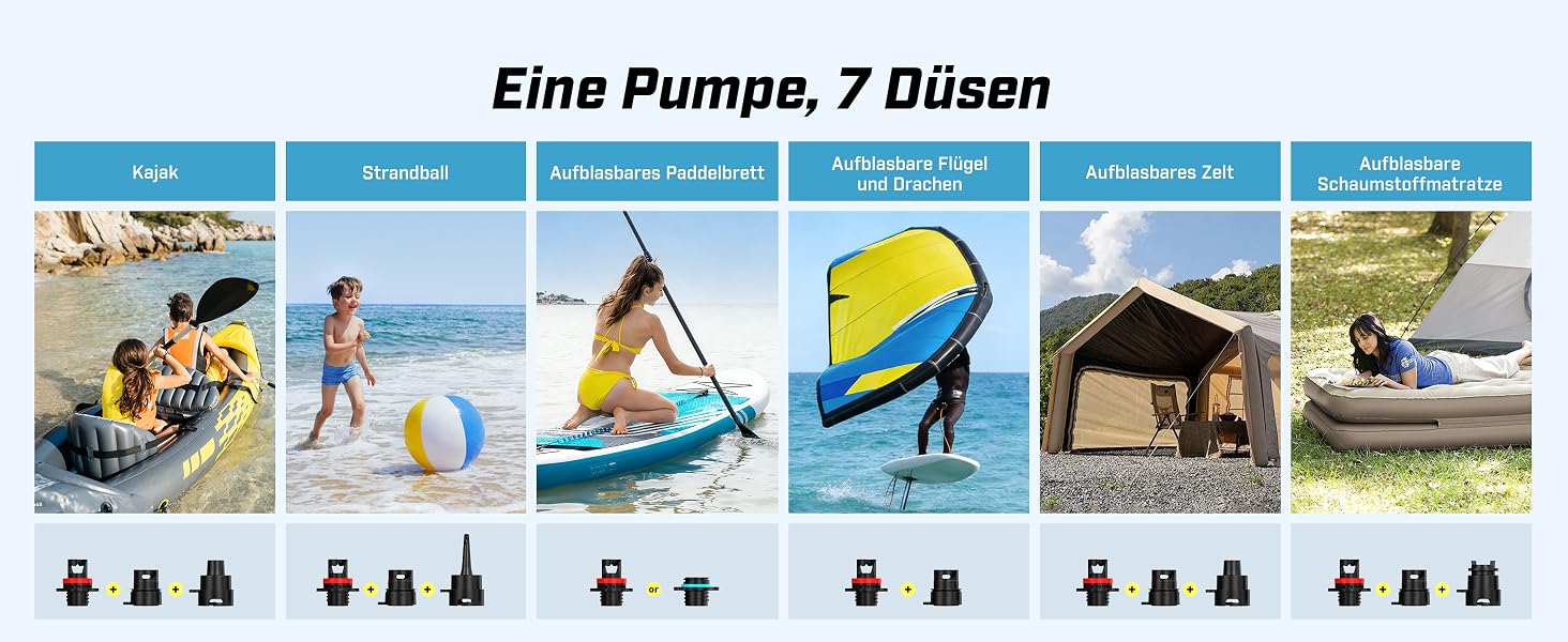Електричний насос для SUP-дошки Hydrohero, акумуляторний помповий компресор 20 PSI з функцією двоетапного надування та спуску для падлбордів, каяків, човнів та кемпінгових наметів