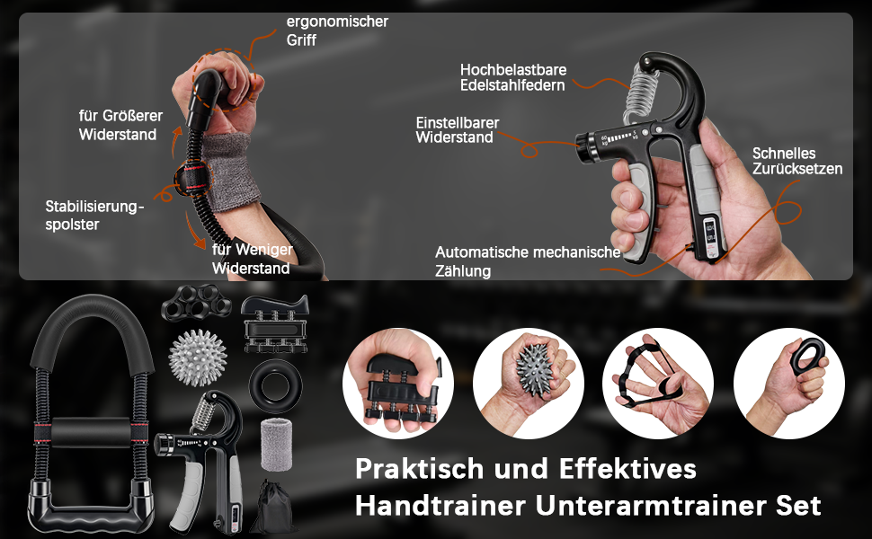 Тренування кисті рук Homkuo: набір для зміцнення м'язів, кисті та зап'ястя з масажним м'ячем. Ідеально для альпінізму, зняття стресу та реабілітації.