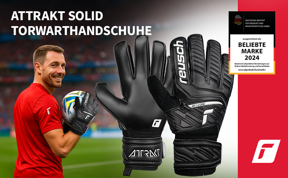 Воротарські рукавички Reusch Attrakt Solid - професійні, з латексом, для будь-якої погоди та покриття (чорні)