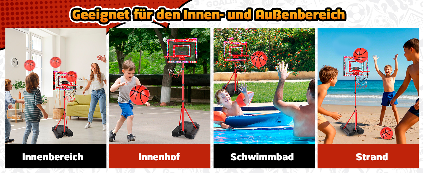 Дитячий баскетбольний кошик, регульована висота 105-183 см, з м'ячем та табло, для хлопчиків та дівчаток