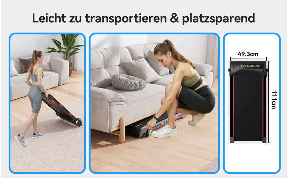 Біговий тренажер Revfit для дому та офісу – Walking Pad 2-в-1, тихий, 1–6 км/год, LED-дисплей з 3 екранами, керування через додаток та пульт, компактний дизайн