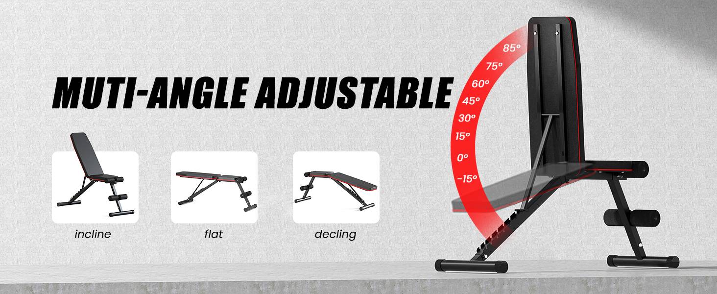 Складана регульована лава для гантелей 8-в-1, багатофункціональна тренажерна лава для вправ на весь корпус, витримує до 360 кг, для дому та спортзалу