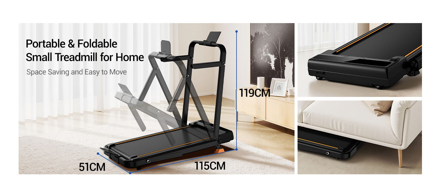 Біговий тренажер UMAY для дому, складаний, з нахилом 16%, 10 км/год, з пультом ДУ, LED-дисплеєм, з поручнями, потужність 2.5CV, максимальне навантаження 136 кг, 4 в 1