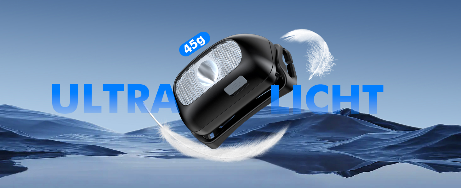 Налобний ліхтар LED, 2 шт. - перезарядна суперяскрава модель з 5 режимами, біле та червоне світло, IPX4 вологостійкий, регульований кут 60° для бігу/кемпінгу/дорослих