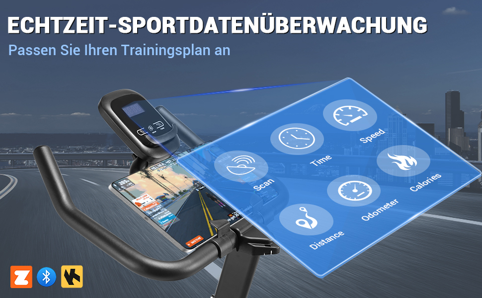 Венкер: Велотренажер для дому з магнітним опором, Indoor Spinning Bike, до 160 кг, блакитний, з додатком