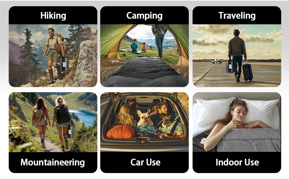 Спальний мішок для дорослих на холодно, водонепроникний, легкий, чорний (1,8 кг) - для кемпінгу, походів, відпочинку на природі та дому