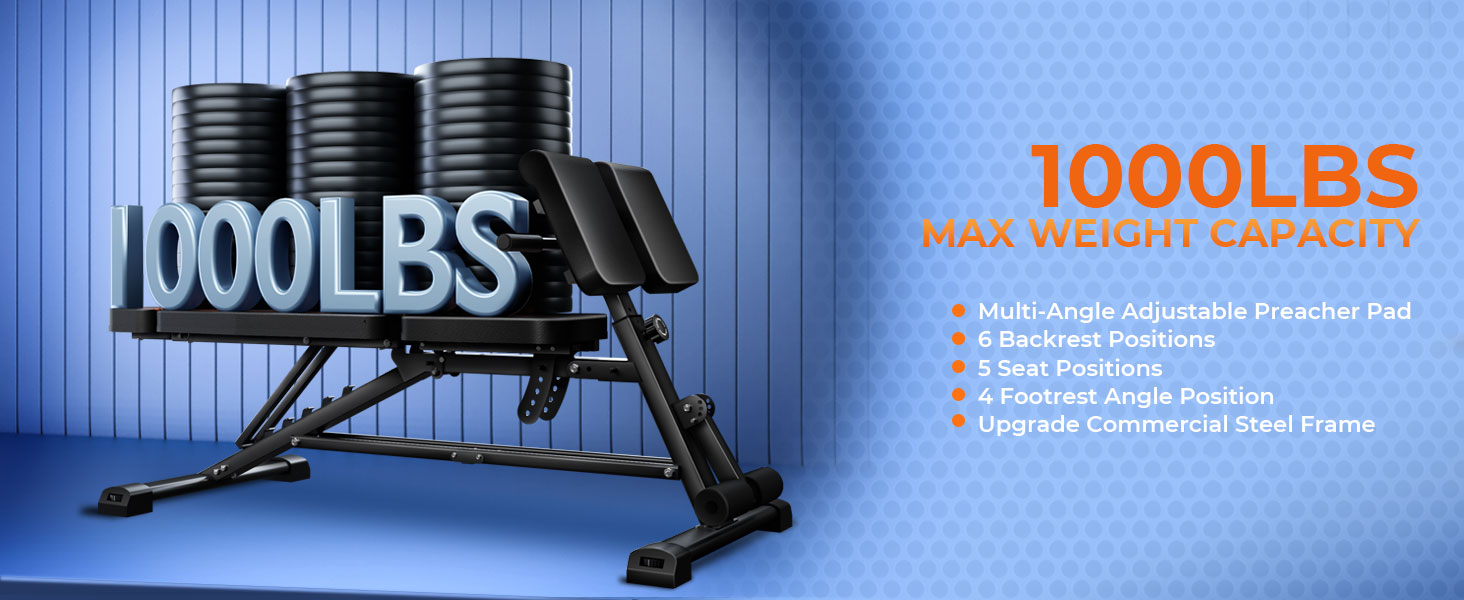 Регульована лава для тренувань 450 кг – високопродуктивна лава з ручками для дому, римський стілець для розтяжки спини та лава для пресу