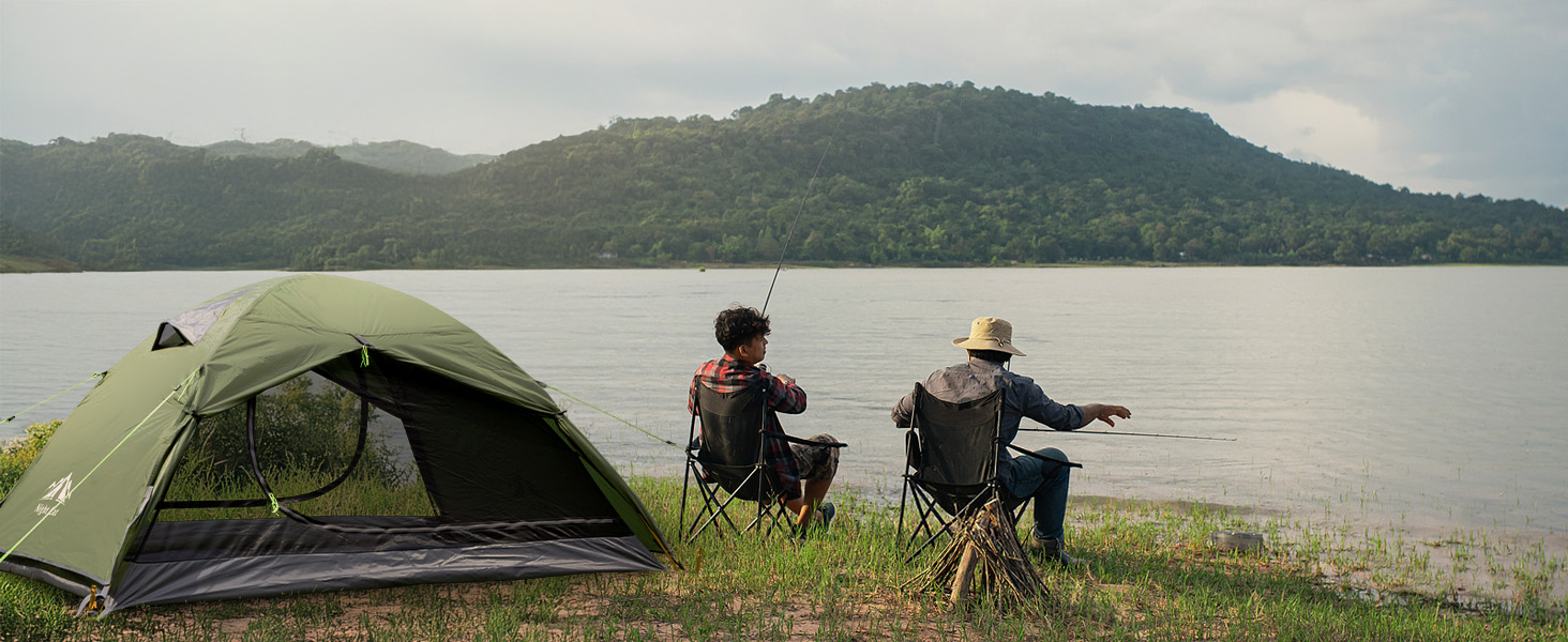 Намет Night Cat Camping для 2 осіб: Водонепроникний, легкий, 3-сезонний, з тамбуром, компактний для трекінгу, фестивалів, зелений