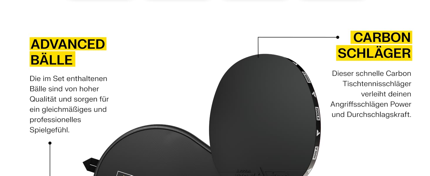 Ракетка для настільного тенісу JOOLA Hugo Calderano Carbon з м'ячами та чохлом, ITTF, чорно-зелена
