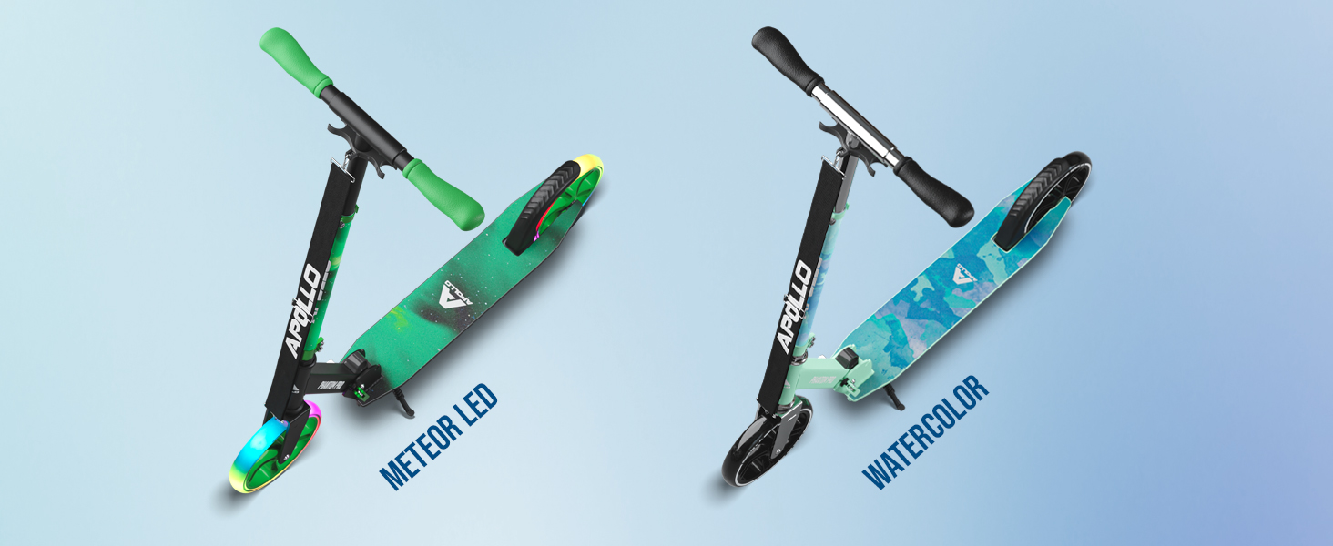 Скутер Apollo Phantom Pro City з LED-підсвіткою - розкладний, регульований по висоті, для дорослих, дітей та підлітків