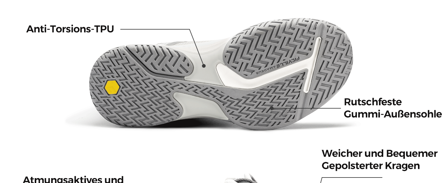 Тенісні кросівки FitVille для чоловіків, широкі, з антиковзким покриттям, для залу, бадмінтону, фітнесу, бігу (42 EU, білі з сірим)