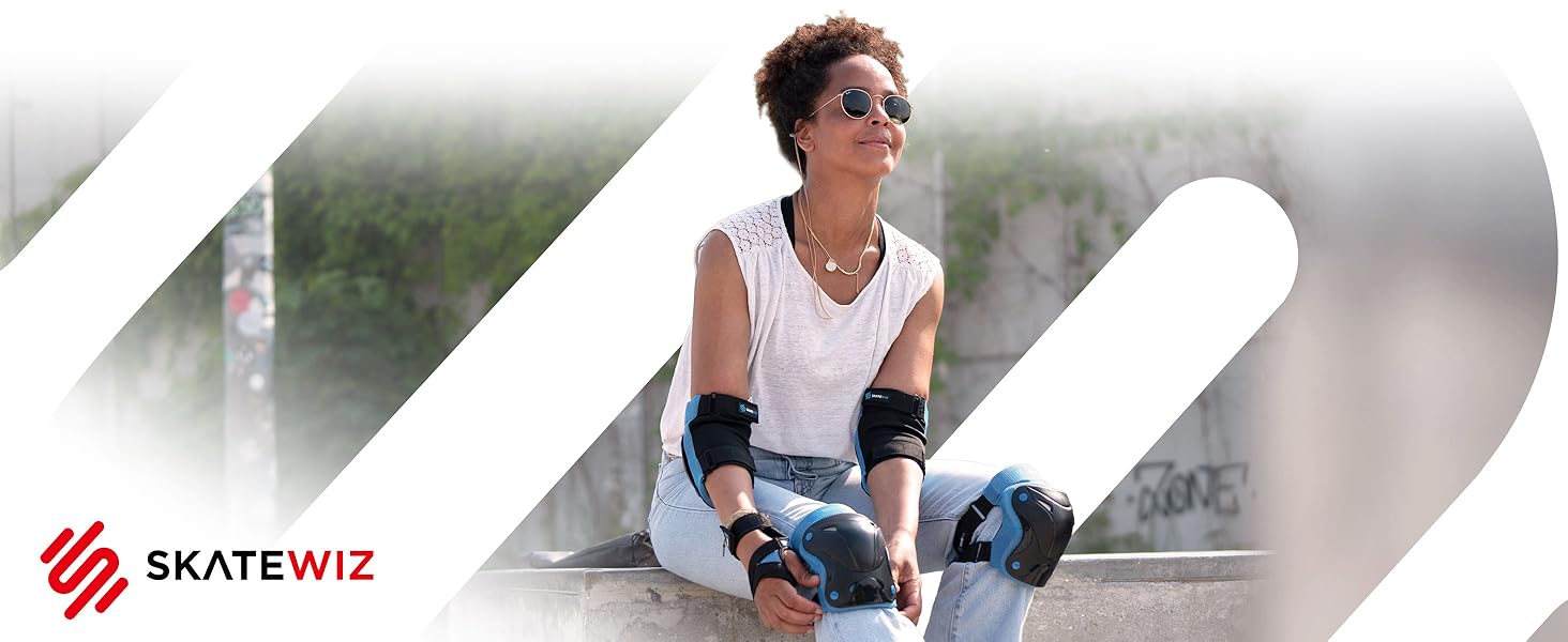 Набір захисту SKATEWIZ 6 шт. для дітей та дорослих - наколінники, налокітники, захист зап'ястків, чорний Protect-1 XS