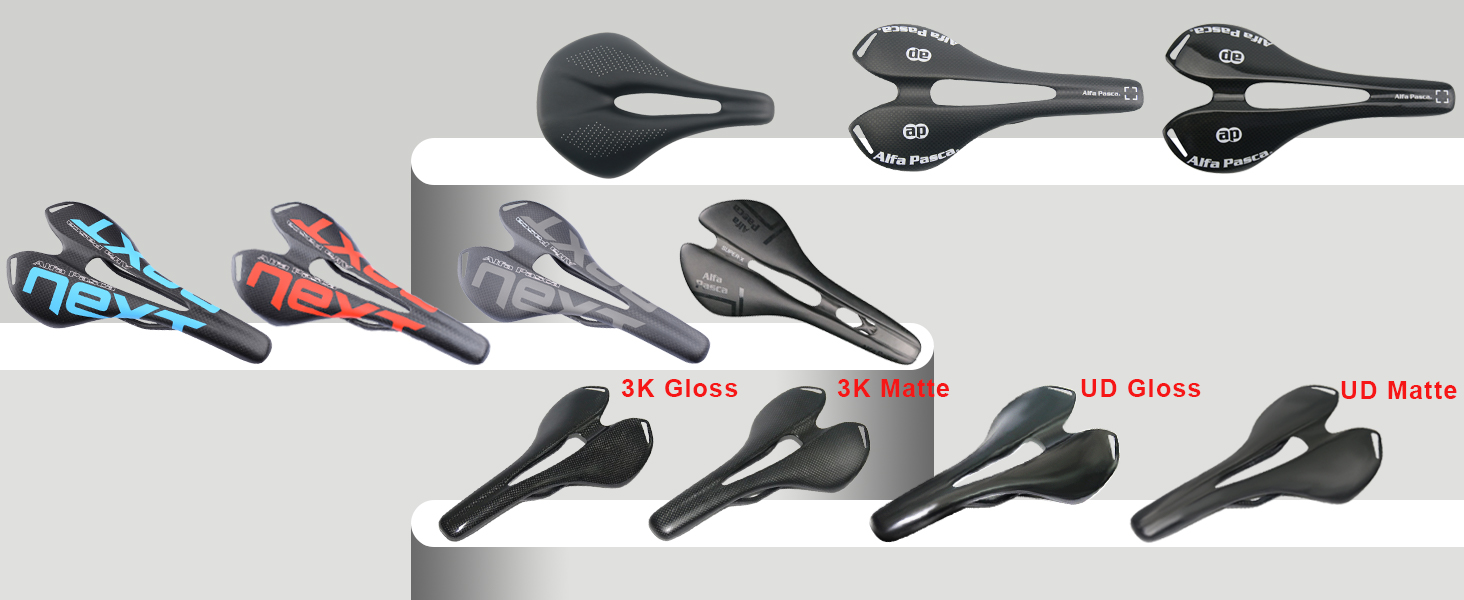 Сідло велосипедне карбонове Alfa Pasca Carbon 270x141 мм, блакитне, для MTB та шосейних велосипедів, 3K матове покриття