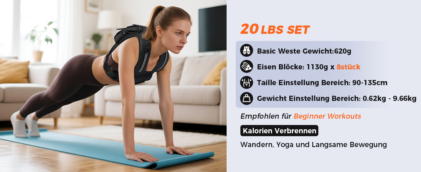 Вага для тренувань BAGAIL: регульована, зі знімними пластинами, для силових тренувань, фітнесу, йоги та аеробіки (9.66 кг)