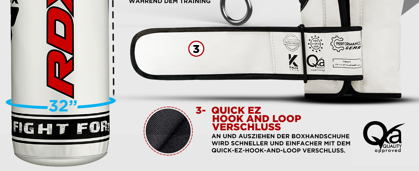 Боксерський мішок для дітей RDX, 60 см, комплект для кікбоксингу, боксу, MMA, карате, муай-тай. Шкіряний мішок Maya Hide, білий. Комплект з рукавичками та сумкою (3 шт.)